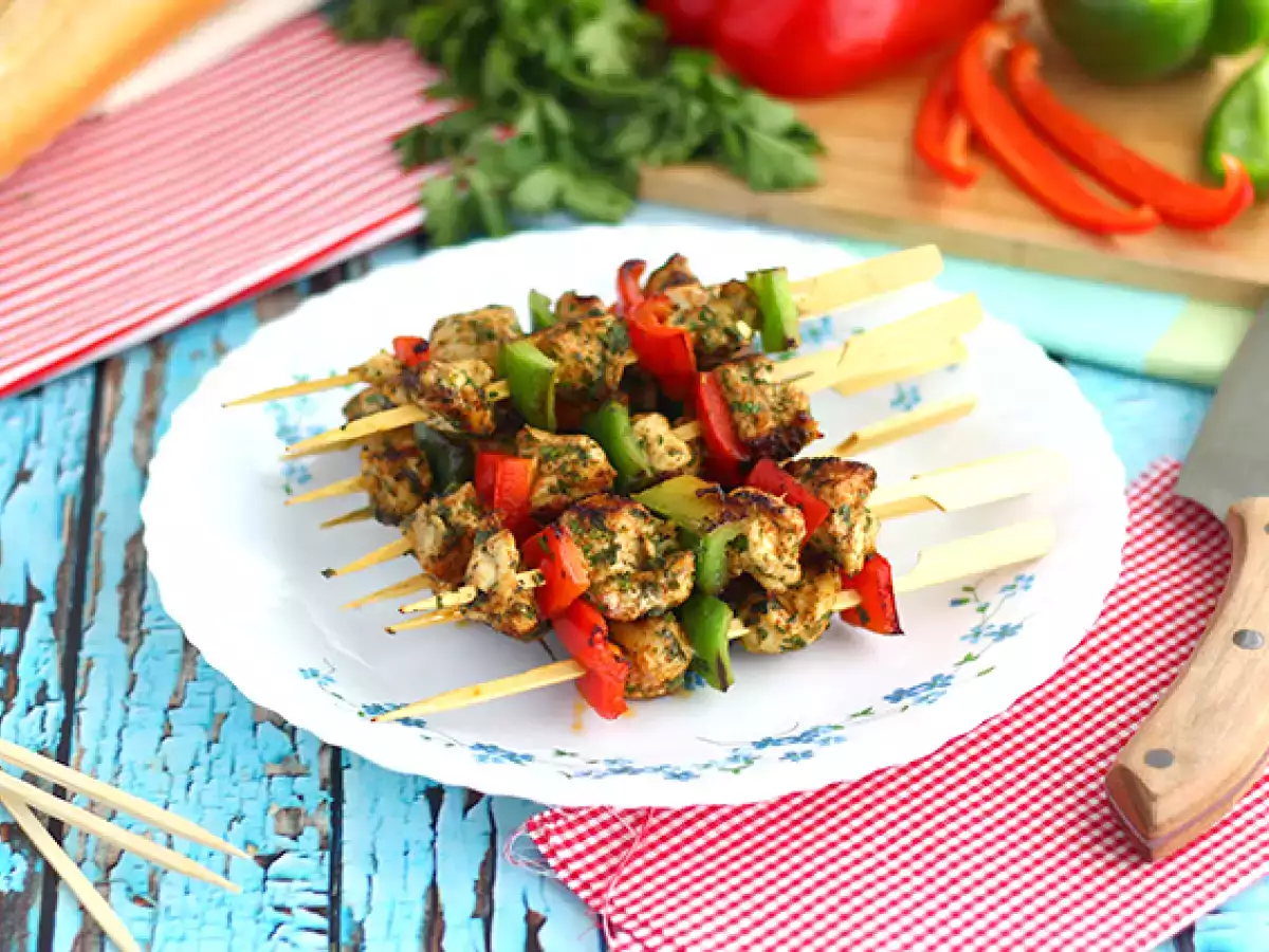 रेसिपी चिकन के शिश kebab और शिमला मिर्च