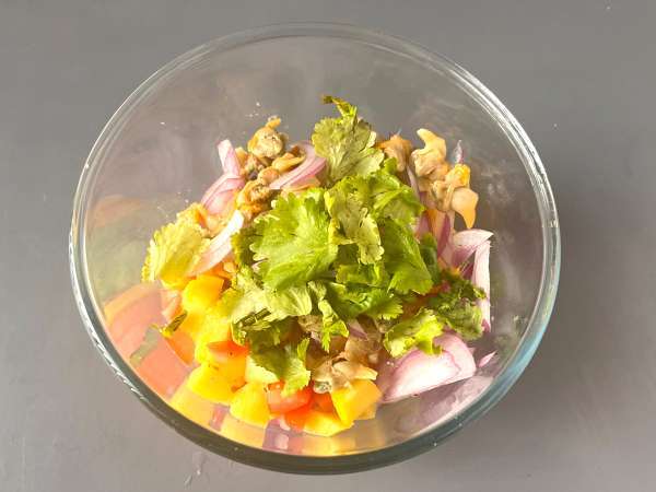 Ceviche और कैन में क्लैम - तैयारी चरण 3