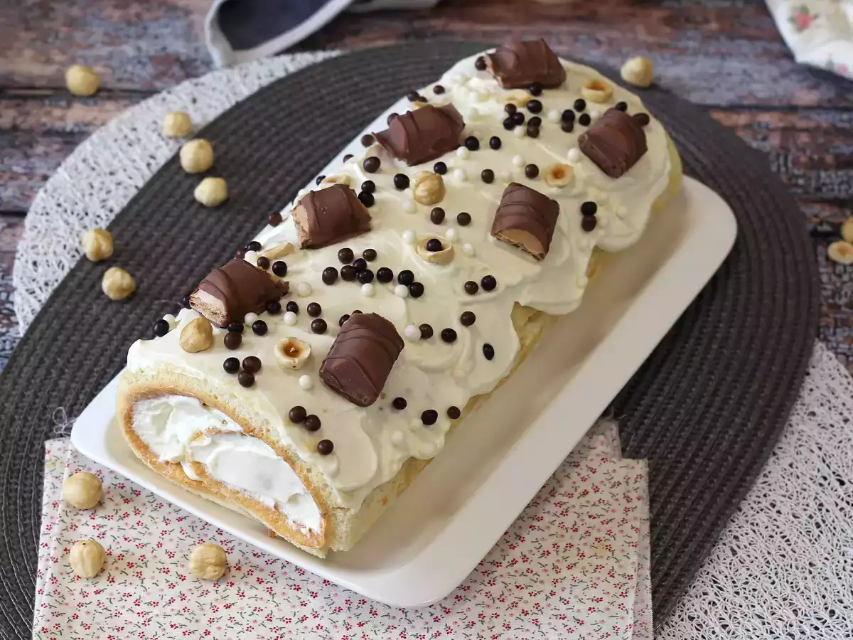 आसान रोल क Kinder Bueno का स्वाद, जन्मदिन के केक या क्रिसमस के लिए लॉग के रूप में परफेक्ट! - फोटो 8