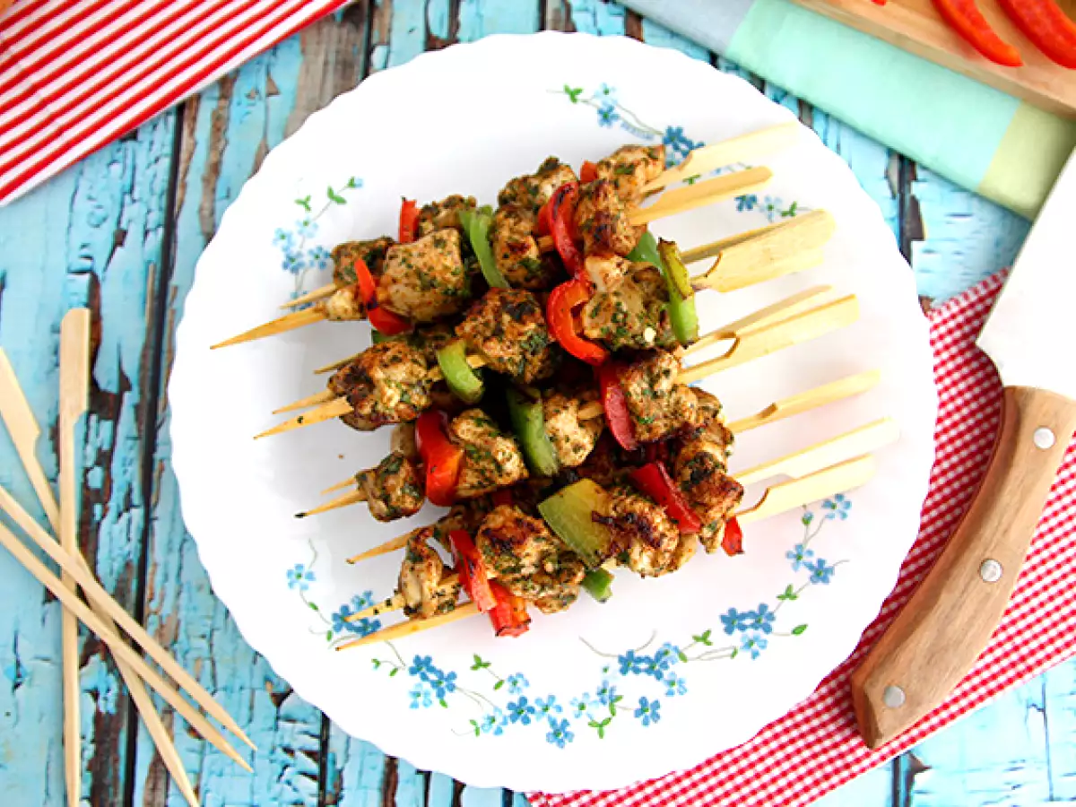 चिकन के शिश kebab और शिमला मिर्च - फोटो 2