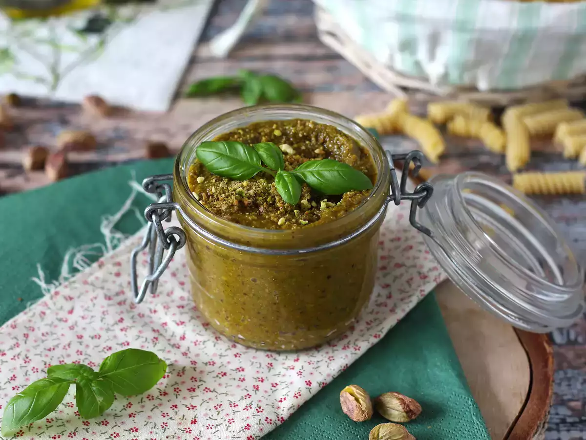पिस्ता का पेस्टो, आसान और स्वादिष्ट सॉस - फोटो 3