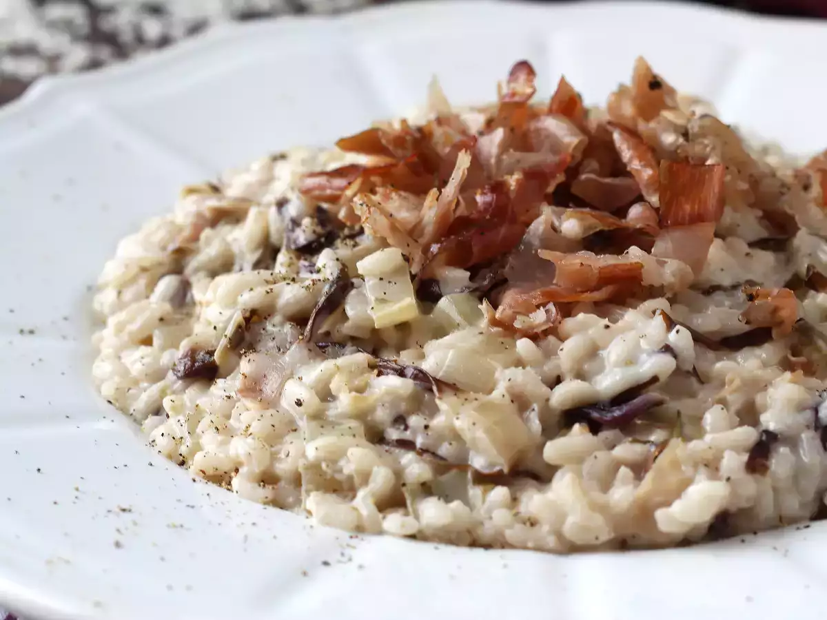 Risotto रैडिक्चियो, स्पेक और फिलाडेल्फिया क्रीमी और स्वादिष्ट - फोटो 2