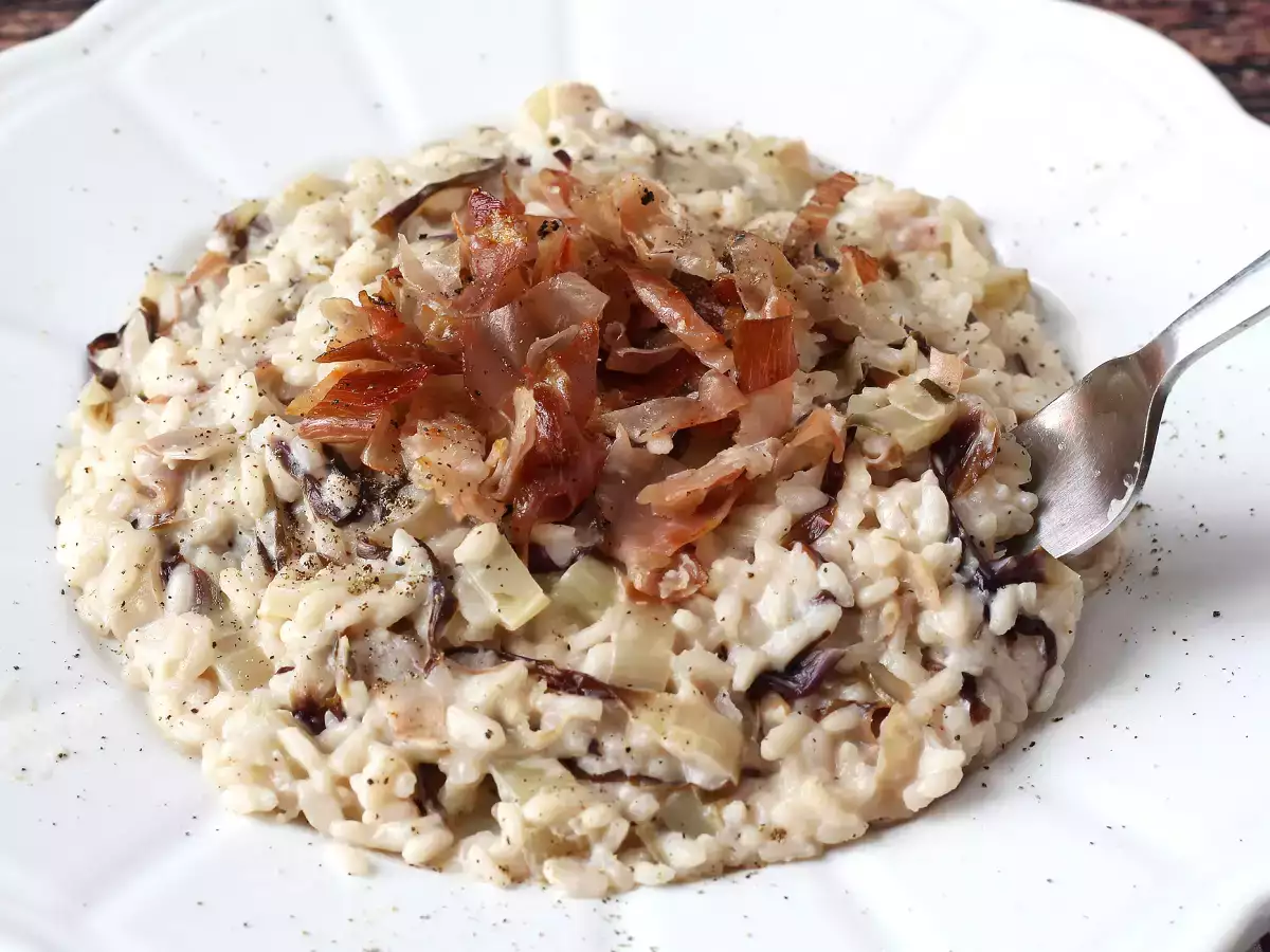 Risotto रैडिक्चियो, स्पेक और फिलाडेल्फिया क्रीमी और स्वादिष्ट - फोटो 3