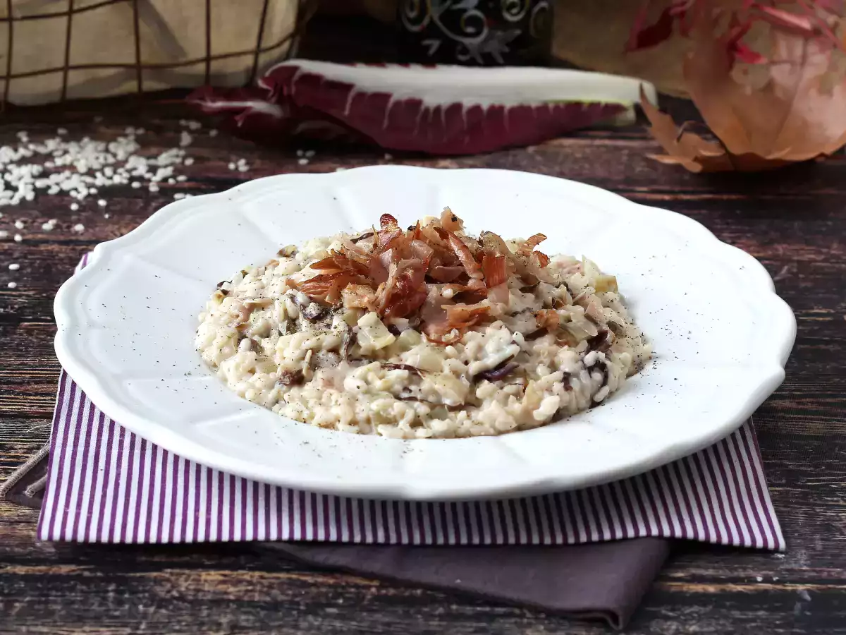 Risotto रैडिक्चियो, स्पेक और फिलाडेल्फिया क्रीमी और स्वादिष्ट - फोटो 4