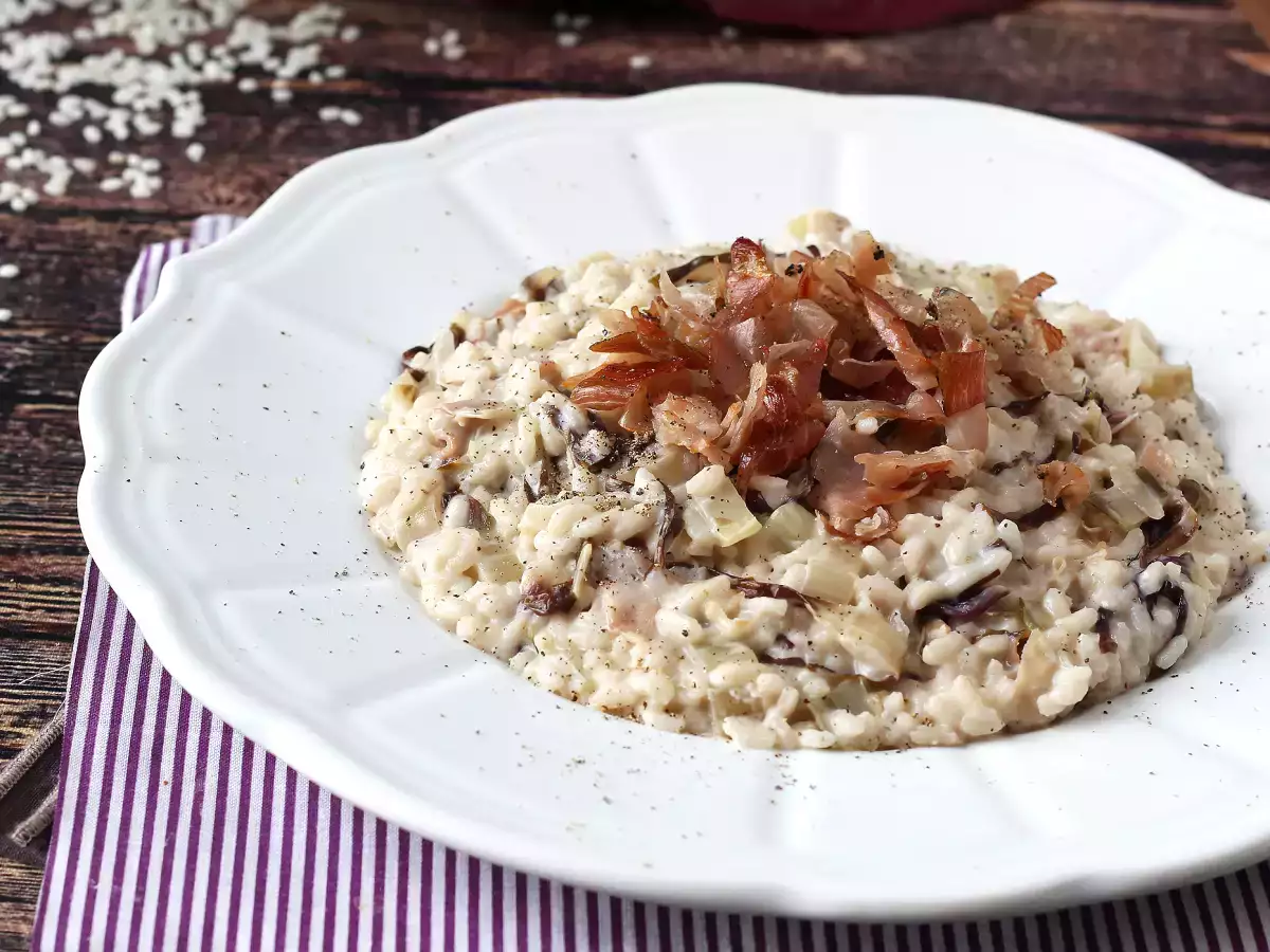 Risotto रैडिक्चियो, स्पेक और फिलाडेल्फिया क्रीमी और स्वादिष्ट - फोटो 5