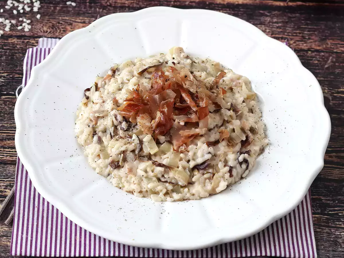 Risotto रैडिक्चियो, स्पेक और फिलाडेल्फिया क्रीमी और स्वादिष्ट - फोटो 6