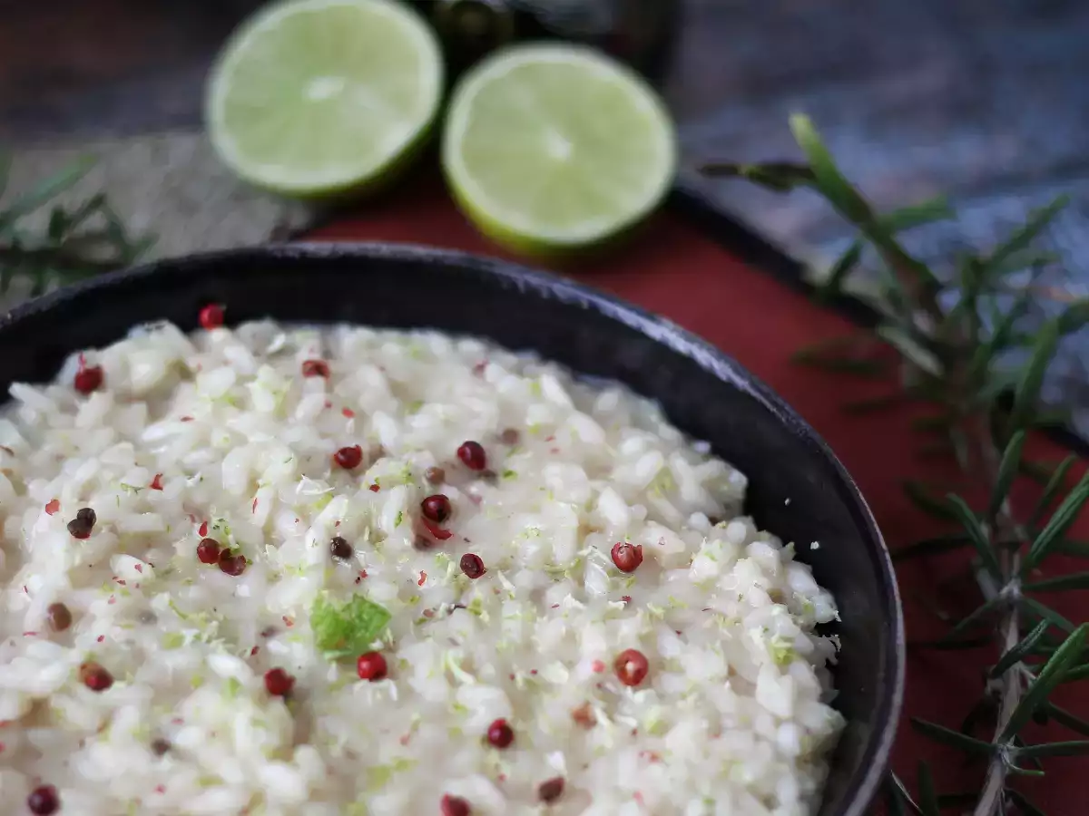 Risotto नींबू और गुलाबी मिर्च: विशेष रात्रिभोज के लिए एक सुरुचिपूर्ण और शाकाहारी नुस्खा - फोटो 5