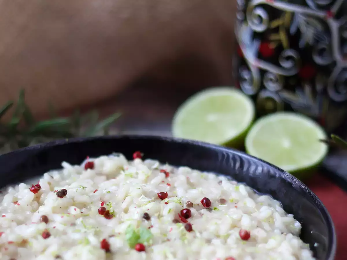 Risotto नींबू और गुलाबी मिर्च: विशेष रात्रिभोज के लिए एक सुरुचिपूर्ण और शाकाहारी नुस्खा - फोटो 7