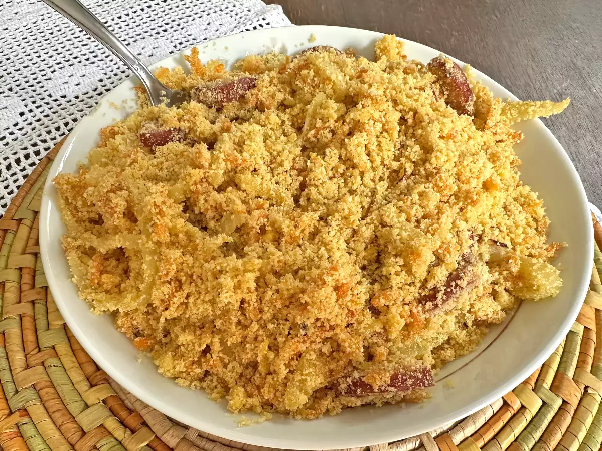 सोनेरी फ़ारोफ़ा, कालाब्रेशा, अंडा और गाजर के साथ - फोटो 2