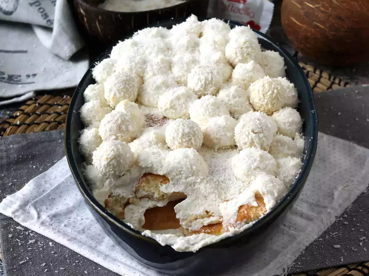 Tiramisu Raffaello जो नारियल के अच्छे स्वाद के साथ है - फोटो 6